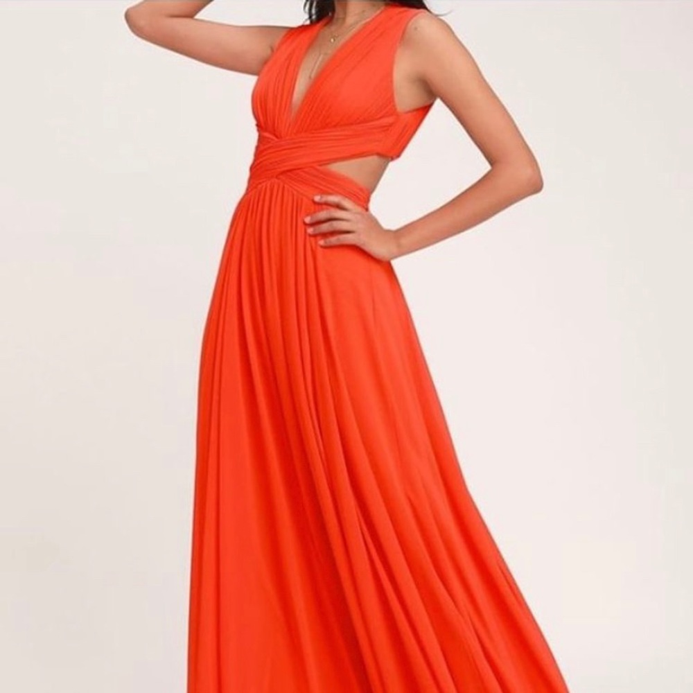 Red/Orange waist-cut out dress from Lulus!